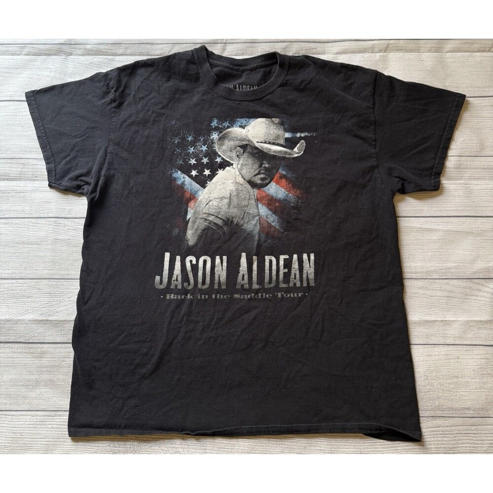 Jason Aldean T-Shirt Men’s XL Black "Back In The Saddle Tour" Short Sleeve Crew